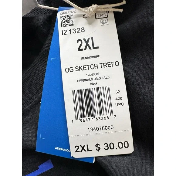 adidas Og Sketch Trefo Crew Neck Short Sleeve T-Shirt Mens Black Casual Tops 2XL - Picture 11 of 12
